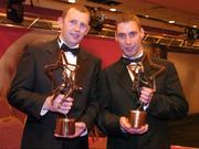 26 November 2004; Wexford Vodafone All-Star award winners, Damien Fitzhenry, left, and Matty Forde, at the 2004 Vodafone GAA All-Star Awards. Citywest, Dublin. Picture credit; Brendan Moran / SPORTSFILE