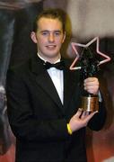 26 November 2004; Niall Tinney of Fermanagh, with his Young Footballer of the Year award, at the 2004 Vodafone GAA All-Star Awards. Citywest, Dublin. Picture credit; Brendan Moran / SPORTSFILE