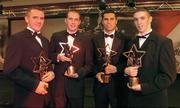 26 November 2004; Cork Vodafone All-Star and Hurler of the Year Sean Og O hAilpin with Fermanagh Vodafone All-Star award winners, Martin McGrath, left, Young Footballer of the Year Niall Tinney, 2nd from left, and Barry Owens, right, at the 2004 Vodafone GAA All-Star Awards. Citywest, Dublin. Picture credit; Brendan Moran / SPORTSFILE