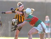 28 November 2004; Laura O'Mahony, Abbeydorney, in action against Edel Kiernan, Inniskeen. AIB Ladies Club All-Ireland Junior Football Final, Abbeydorney v Inniskeen, St. Brendan's Park, Birr, Co. Offaly. Picture credit; Pat Murphy / SPORTSFILE