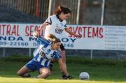 28 November 2004; Louise Kelly, Ballyboden St. Enda's, in action against Edel O'Sillivan, Donaghmore. AIB Ladies Club All-Ireland Senior Football Final, Donaghmore v Ballyboden St. Enda's, St. Brendan's Park, Birr, Co. Offaly. Picture credit; Pat Murphy / SPORTSFILE