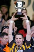 28 November 2004; Tony McEntee, Crossmaglen Rangers captain, lifts the Ulster Club trophy after victory over Mayobridge. AIB Ulster Club Senior Football Final, Crossmaglen Rangers v Mayobridge, Casement Park, Belfast. Picture credit; David Maher / SPORTSFILE