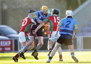28 November 2004; Dara Walton, UCD, supported by Robbie Kirwan, 2, is tackled by Eoin McCormack, 10, and David McCormack, James Stephens. AIB Leinster Club Senior Hurling Final, James Stephens v UCD, O'Moore Park, Portlaoise, Co. Laois. Picture credit; Ray McManus / SPORTSFILE