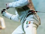 28 November 2004; An Irish competitor prepares to engage during the Men's Foil competition. Irish Open Fencing Finals, Irish Wheelchair Association, Clontarf, Dublin. Picture credit; Brendan Moran / SPORTSFILE
