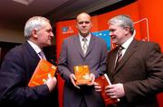 29 November 2004; An Taoiseach Bertie Ahern T.D. with Authors Colm Keyes, centre, and Martin Breheny, at the launch of &quot;The Chosen Ones&quot;. Westin Hotel, Dublin. Picture credit; David Maher / SPORTSFILE