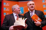 29 November 2004; An Taoiseach Bertie Ahern T.D. with John O'Connor, Managing Director Blackwater Press, at the launch of &quot;The Chosen Ones&quot;. Westin Hotel, Dublin. Picture credit; David Maher / SPORTSFILE