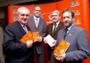 29 November 2004; An Taoiseach Bertie Ahern T.D. with Authors Colm Keyes, second from left, Martin Breheny, third from left, and GAA president Sean Kelly, at the launch of &quot;The Chosen Ones&quot;. Westin Hotel, Dublin. Picture credit; David Maher / SPORTSFILE