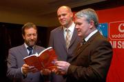 29 November 2004; GAA president Sean Kelly, left, with Authors Colm Keyes, centre, and Martin Breheny, at the launch of &quot;The Chosen Ones&quot;. Westin Hotel, Dublin. Picture credit; Ciara Lyster / SPORTSFILE