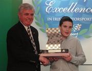 30 November 2004; Liam Shanahan presents the Young Karting Champion Craig Breen, of Kilkenny, with the Neil Shanahan Memorial Trophy at the Alfa Romeo / Motorsport Ireland Awards for Excellence in Irish Motorsport 2004. Conrad Hotel, Dublin. Picture credit; Pat Murphy / SPORTSFILE