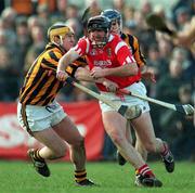 3 March 1996; Brian Corcoran of Cork in action against Canice Brennan of Kilkenny during the National Hurling League Division 1 match between Kilkenny and Cork at Nowlan Park in Kilkenny. Photo by Ray McManus/Sportsfile