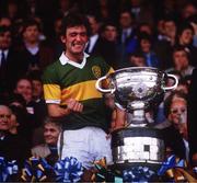 23 September 1984; Kerry captain Ambrose O'Donovan celebrates with the Sam Maguire Cup following the All-Ireland Senior Football Championship Final match between Kerry and Dublin at Croke Park in Dublin Photo by Ray McManus/Sportsfile