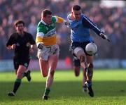 29 November 1998; Ciaran Whelan of Dublin in action against Ciaran McManus of Offaly during the Church & General National Football League Division 1A match between Offaly and Dublin at O'Connor Park in Tullamore. Photo by Matt Browne/Sportsfile