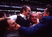 4 September 1988; Galway manager Cyril Farrell is congratulated by supporters following the All-Ireland Senior Hurling Championship Final match between Galway and Tipperary at Croke Park in Dublin. Photo by Ray McManus/