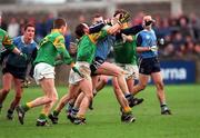 14 February 1999; Declan Darcy of Dublin in action against Garrett Foley of Leitrim during the Church & General National Football League Division 1 match between Dublin and Leitrim at Parnell Park in Dublin. Photo by Damien Eagers/Sportsfile