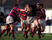 2 January 1998; Gary Longwell of Ballymena takes on the Clontarf defence during the AIB All-Ireland League League Dvision 1 match between Clontarf RFC and Ballymena RFC at Castle Avenue in Clontarf, Dubllin. Photo by Brendan Moran/Sportsfile