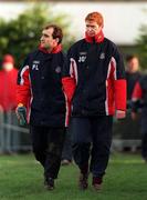 13 January 1999; Cobh Ramblers manager John O'Rourke, right, and assistant manager Philip Long during the Harp Lager FAI Cup First Round Replay match between Garda AFC and Cobh Ramblers at Westmanstown in Dublin. Photo by Matt Browne/SPORTSFILE.