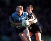 20 December 1998; Liam Cronin of Moyle Rovers in action against Gerry Killeen of Doonbeg during the AIB Munster Senior Club Football Championship Final Replay match between Doonbeg and Moyle Rovers at the Gaelic Grounds in Limerick. Photo by Ray McManus/Sportsfile