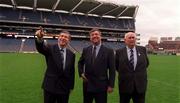 5 May 1996; Ard Stiúrthóir of the GAA Liam Mulvihill, Minister for Sport Bernard Allen TD and GAA President Jack Boothman at the opening of the new Cusack Stand at Croke Park in Dublin. Photo by David Maher/Sportsfile