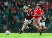 14 February 1999; Michael Donnellan of Galway in action against Owen Sexton of Cork during the Church & General National Football League Division 1 match between Cork and Galway at Páirc Uí Rinn in Cork. Photo by Brendan Moran/Sportsfile