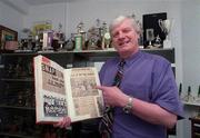 29 Juauary 1999; Former goalkeeper Mick O'Brien with a scrap book showing a news article about breaking the crossbar whilst playing for Athlone Town against Finn Harps pictured at his home in Drimnagh, Dublin. Photo by Matt Browne/Sportsfile