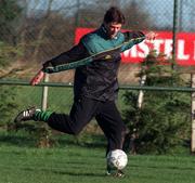 9 February 1999; Niall Quinn during a Republic of Ireland training session at the AUL Grounds in Clonshaugh, Dublin. Photo by Matt Browne/Sportsfile