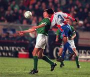 10 February 1999; Niall Quinn of Republic of Ireland in action against Ignacio Rolon of Paraguay during the International Friendly match between Republic of Ireland and Paraguay at Lansdowne Road in Dublin. Photo by Matt Browne/Sportsfile