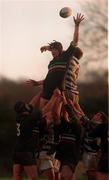 2 January 1999; Paul McDonnell of De La Salle Palmerstown and Charlie Simpson of Dungannon battle for possession of a line-out during the AIB All-Ireland League Division 2 match between De La Salle Palmerstown RFC and Dungannon RFC at Kirwan Park in Kiltiernan, Dublin. Photo by Matt Browne/Sportsfile