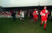 6 April 1996; Sligo Rovers and Shelbourne players run out prior to the FAI Cup Semi-Final First Leg match between Sligo Rovers and Shelbourne at The Showgrounds in Sligo. Photo by David Maher/Sportsfile