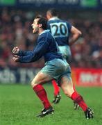 6 February 1999; Thomas Castaignede of France celebrates after kicking the winning penalty during the Five Nations Championship match between Ireland and France at Lansdowne Road in Dublin. Photo by Matt Browne/Sportsfile