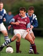 13 January 1999; Tony Izzi of Cobh Ramblers in action against Colm O'Hanlon of Garda AFC during the Harp Lager FAI Cup First Round Replay match between Garda AFC and Cobh Ramblers at Westmanstown in Dublin. Photo by Matt Browne/Sportsfile
