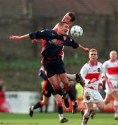 23 January 1999; Trevor Croly of St Patrick's Athletic in action against Ollie Cahill of Cork City during the Harp Lager National League Premier Division match Cork City and St Patrick's Athletic at Turners Cross in Cork. Photo by David Maher/Sportsfile