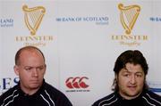1 December 2004; Leinster coach Declan Kidney, left, with Shane Byrne during a press conference, Old Belvedere Rugby Club, Anglesea Road, Dublin. Picture credit; Brian Lawless / SPORTSFILE