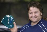 1 December 2004; Leinster's Shane Byrne with his commemorative ERC Elite Award cap which he was awarded with for playing 50 Heineken Cup matches. Old Belvedere Rugby Club, Anglesea Road, Dublin. Picture credit; Brian Lawless / SPORTSFILE