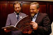 1 December 2004; The President of the GAA, Mr Sean Kelly, left, with Jerry Grogan of Cumann na mBunscol, today launched the Official Croke Park Annual 2005. The annual is a review of the 2004 season in Croke Park and features a vibrant mix of colourful photographic content with reports from all of the main hurling and football games played at the stadium as well as interviews, features on the New Hill 16 and Hotel, a look at the GAA Museum and much more. Westin Hotel, Dublin. Picture credit; David Maher / SPORTSFILE