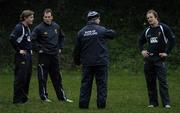 1 December 2004; Leinster coach Declan Kidney, second from right, talks to Leinster players, from left, Brian O'Driscoll, Girvan Dempsey and Denis Hickie during squad training, Old Belvedere Rugby Club, Anglesea Road, Dublin. Picture credit; Brian Lawless / SPORTSFILE