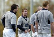 2 December 2004; Anthony Horgan pictured with Anthony Foley, John Hayes and Paul O'Connell during Munster Rugby squad training in Toulouse, France. Picture credit; Matt Browne / SPORTSFILE