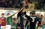 3 December 2004; Nicolas Spanghero, Castres Olympique, celebrates at the final whistle. Heineken European Cup 2004-2005, Pool 4, Round 3, Castres Olympique v Munster, Stade Pierre Antoine, Castres, France. Picture credit; Matt Browne / SPORTSFILE