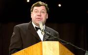 4 December 2004; Minister for Finance, Brian Cowen TD, speaking at the 2004 Camogie All-Star Awards. Citywest Hotel, Dublin. Picture credit; Brendan Moran / SPORTSFILE
