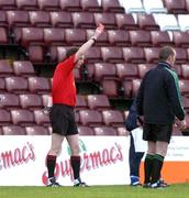 5 December 2004; Referee Eamonn Morris shows the red card to Connacht's David Tierney, (not pictured). M Donnelly & Co. Interprovincial Hurling Championship Final, Connacht v Munster, Pearse Stadium, Galway. Picture credit; Pat Murphy / SPORTSFILE