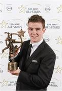 8 November 2013; Clare hurler Tony Kelly with his 2013 GAA GPA All-Star Young Player of the Year award, sponsored by Opel, at the 2013 GAA GPA All-Star awards in Croke Park, Dublin. Photo by Sportsfile