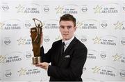 8 November 2013; Clare hurler Tony Kelly with his 2013 GAA GPA All-Star award, sponsored by Opel, at the 2013 GAA GPA All-Star awards in Croke Park, Dublin. Photo by Sportsfile