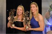 9 November 2013; Mayo players Yvonne Byrne, left, and Cora Staunton with their TG4 Ladies Football All-Star Awards. TG4 Ladies Football All-Star Awards 2013, Citywest Hotel, Saggart, Co. Dublin. Picture credit: Brendan Moran / SPORTSFILE