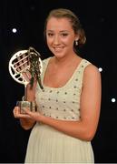 9 November 2013; Neasa Byrd, Cavan, with her TG4 Ladies Football Ulster Young Player of the Year Award. TG4 Ladies Football All-Star Awards 2013, Citywest Hotel, Saggart, Co. Dublin. Picture credit: Brendan Moran / SPORTSFILE