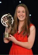 9 November 2013; Lucy McCartan, Westmeath, with her TG4 Ladies Football Leinster Young Player of the Year Award. TG4 Ladies Football All-Star Awards 2013, Citywest Hotel, Saggart, Co. Dublin. Picture credit: Brendan Moran / SPORTSFILE