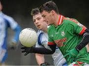 10 November 2013; Adrian Gleeson, St Brigid's, in action against Ronan Kennedy, St Mary's-Kiltoghert. AIB Connacht Senior Club Football Championship Semi-Final, St Mary's-Kiltoghert, Leitrim v St Brigid's, Roscommon. Páirc Seán Mac Diarmada, Carrick-on-Shannon, Co. Leitrim. Picture credit: Ramsey Cardy / SPORTSFILE