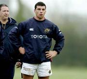 7 December 2004; Munster's Denis Leamy, right, with assistant coach Brian Hickey during Munster Rugby squad training. University of Limerick, Limerick. Picture credit; Matt Browne / SPORTSFILE