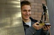 7 December 2004; Kevin Doyle of Cork City who was presented with the eircom Soccer Writers Association of Ireland Player of the Month award for November. Jacob's Ladder, Nassau Street, Dublin. Picture credit; Brendan Moran / SPORTSFILE