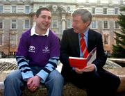 8 December 2004; Special Olympics athlete Paddy Ellis, of Stoneybatter, Dublin, in conversation with the Minister for Social and Family Affairs Seamus Brennan TD at the launch of the Special Olympics Ireland Family Support Programme Information Guide. Leinster House, Dublin. Picture credit; Pat Murphy / SPORTSFILE