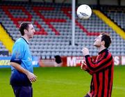 8 December 2004; Bohemians manager Gareth Farrelly, left, with new signing Des Byrne at the announcement by Bohemians FC of his signing and a new two-year contract with Des Kelly Interiors. Dalymount Park, Dublin. Picture credit; Brian Lawless / SPORTSFILE