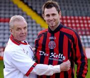 8 December 2004; Bohemians new signing Des Byrne with Des Kelly of Des Kelly Interiors, left, at the announcement by Bohemians FC of new signing Des Byrne and a new two-year contract with Des Kelly Interiors. Dalymount Park, Dublin. Picture credit; Brian Lawless / SPORTSFILE